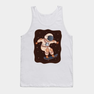 astronaut skateboarding hand drawn Tank Top